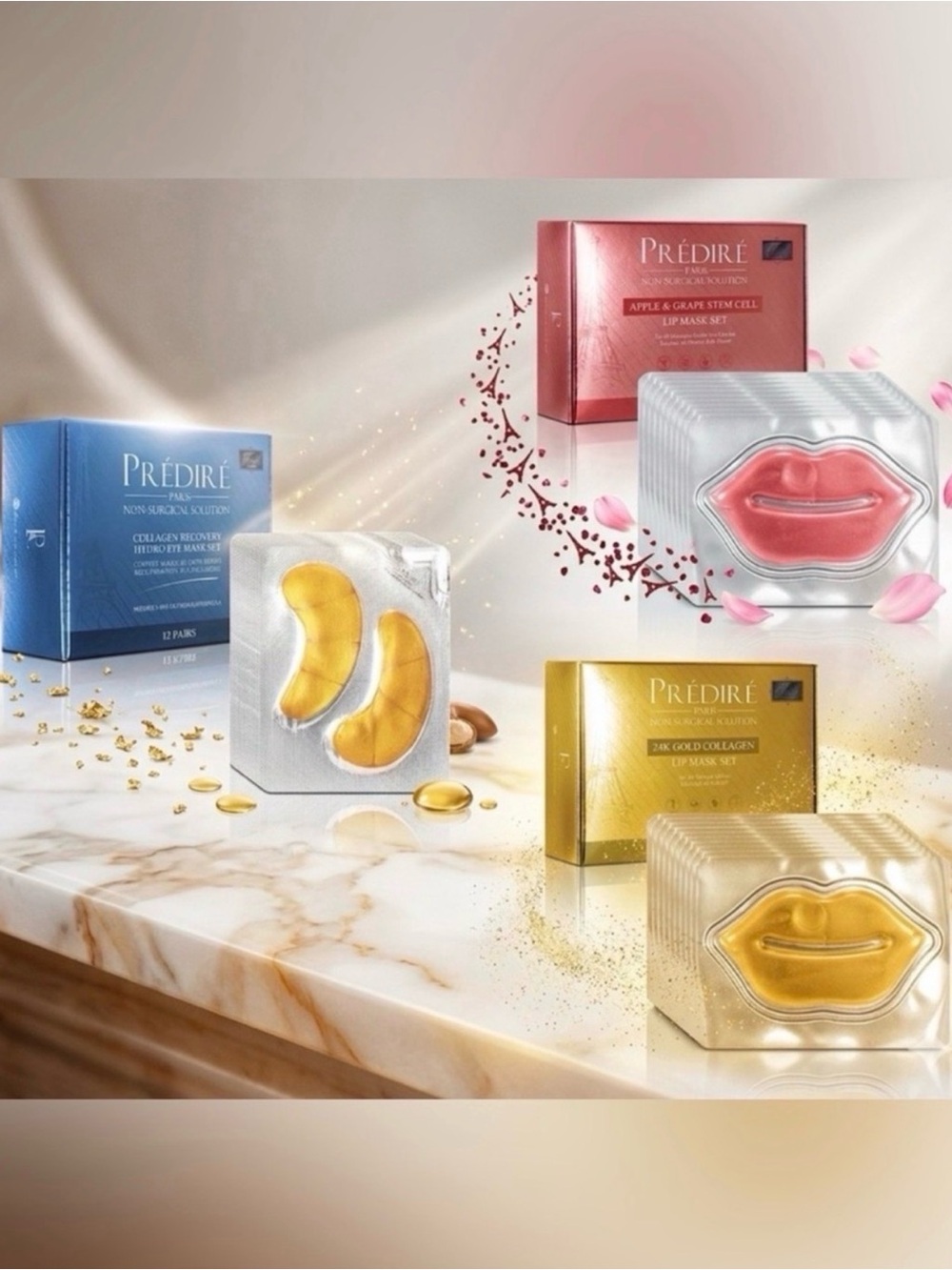 🔥Predire 24K Gold BUNDLE🔥 Lip Mask Set (12) & 2 Eye Mask Sets (20) -Retail $1500